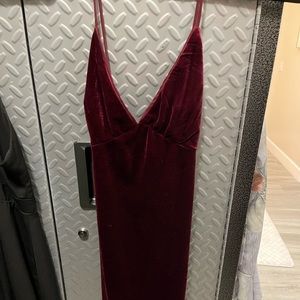 Burgundy dress with slit